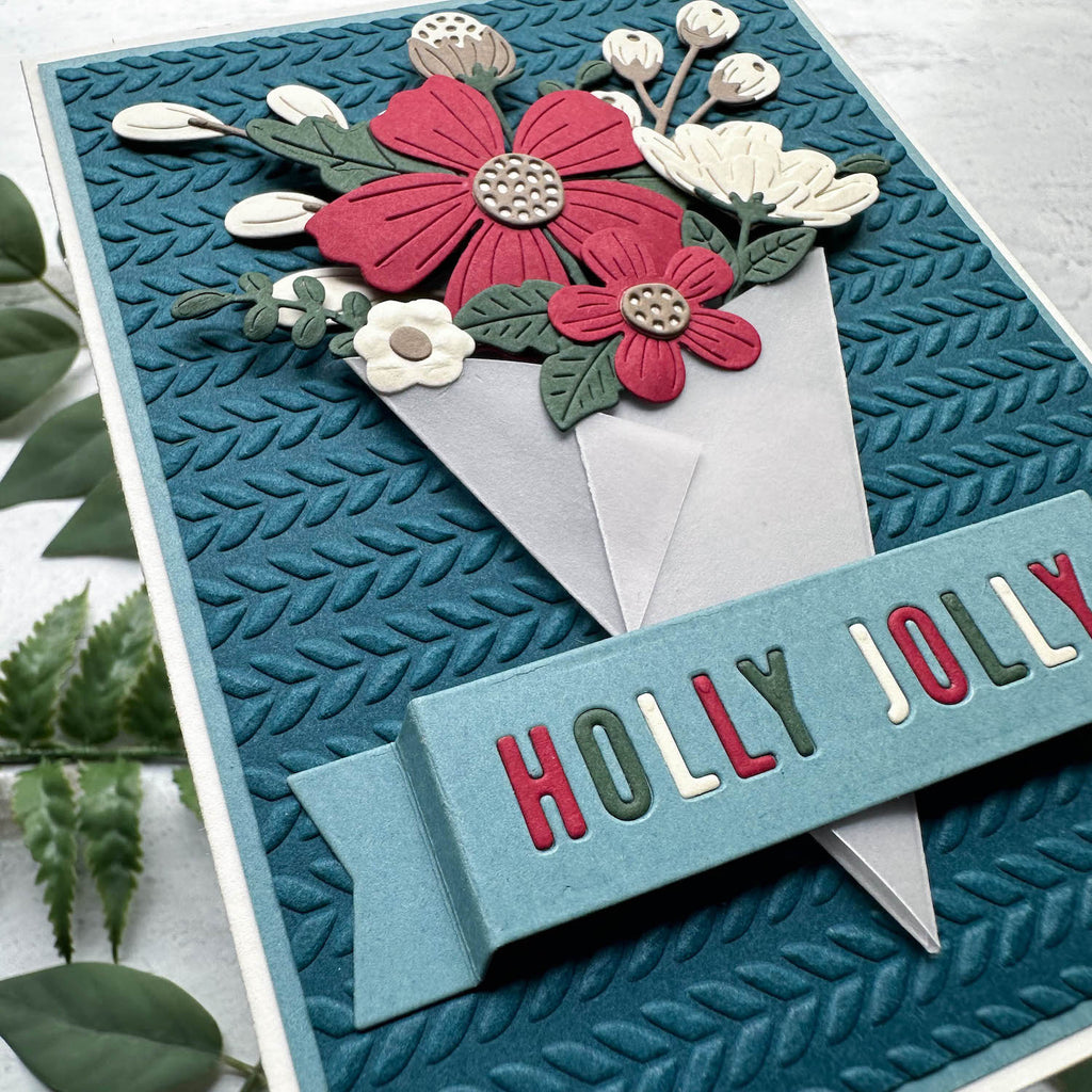 holly jolly flower bouquet card